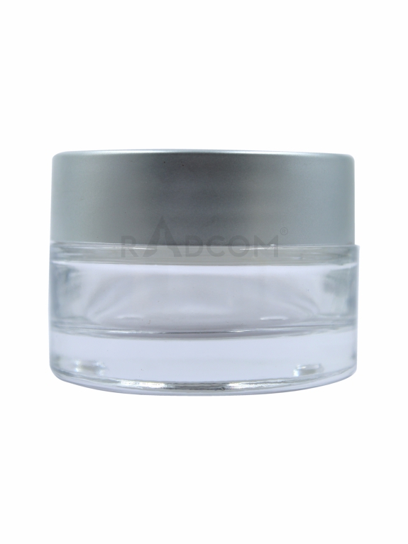 50Gm Shine Jar - Clear-With Plastic Matt Silver Uv Cap With Inner Lid